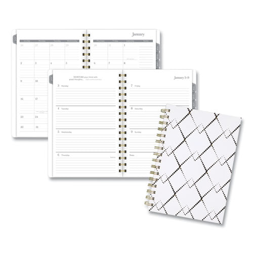 Mackenzie Weekly-monthly Planner, 8.5 X 5.5, Black-white Geo, 2022