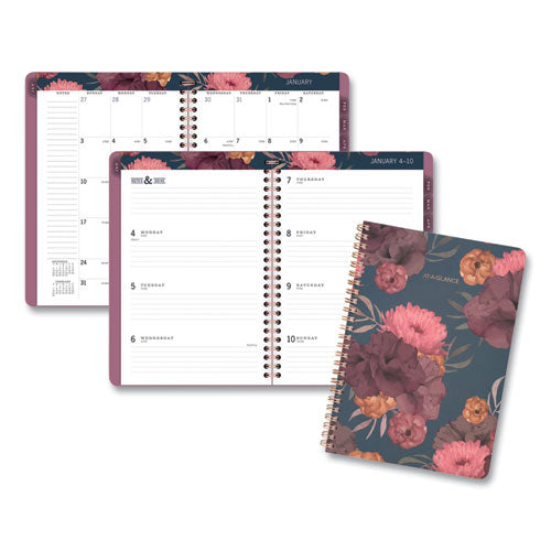 Dark Romance Weekly-monthly Planner, 11 X 8.5, Floral, 2021-2022