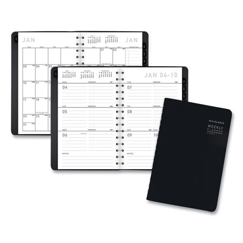 Contemporary Weekly-monthly Planner, Block, 8.5 X 5.5, Black Cover, 2021