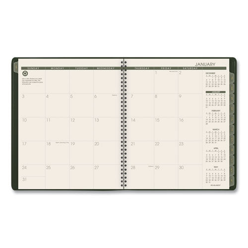 Recycled Monthly Planner, 11 X 9, Green, 2021-2022