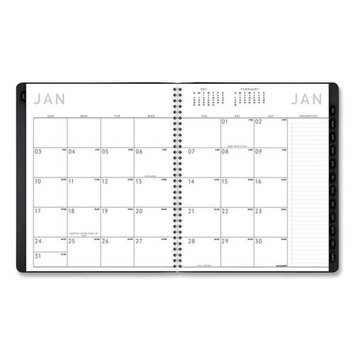 Contemporary Monthly Planner, Premium Paper, 11 X 9, Black Cover, 2021