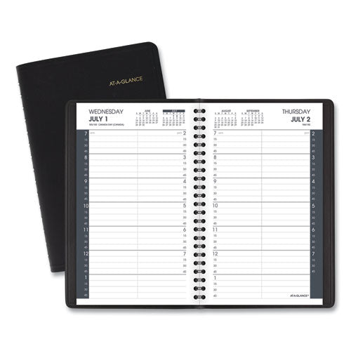 Daily Appointment Book With 15-minute Appointments, 8.5 X 5.5, Black, 2021