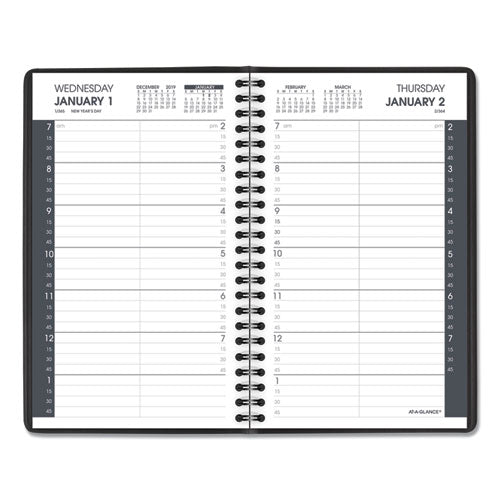 Daily Appointment Book With 15-minute Appointments, 8.5 X 5.5, Black, 2021
