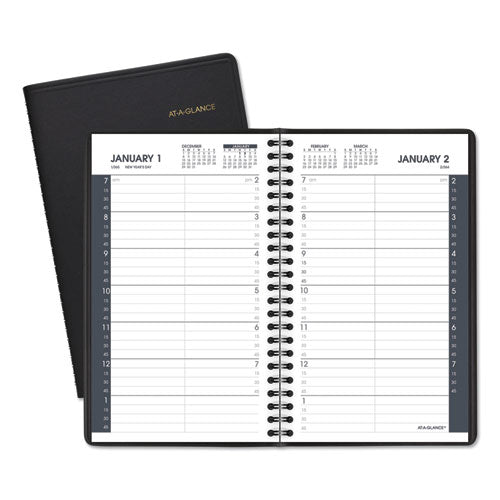 Daily Appointment Book With 15-minute Appointments, 8.5 X 5.5, Black, 2021