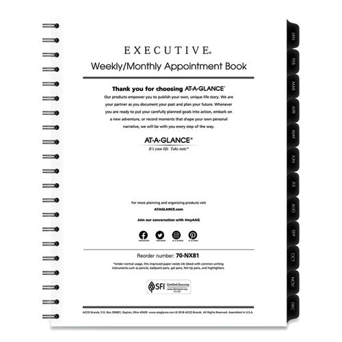 Executive Weekly-monthly Planner Refill, 15-minute, 11 X 8.25, 2021