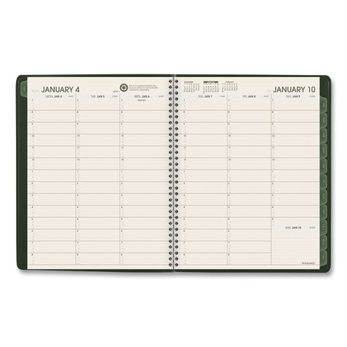 Recycled Weekly-monthly Classic Appointment Book, 11 X 8.25, Green, 2021