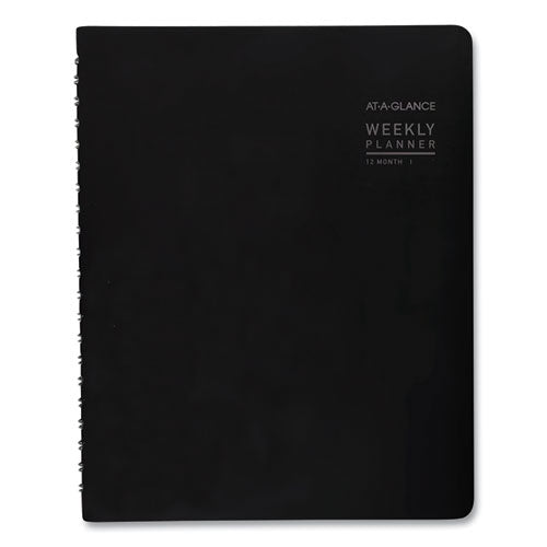 Contemporary Weekly-monthly Planner, Column, 11 X 8.25, Black Cover, 2021