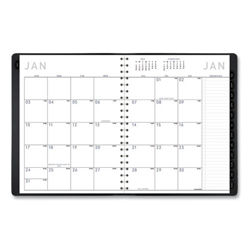 Contemporary Weekly-monthly Planner, Column, 11 X 8.25, Black Cover, 2021