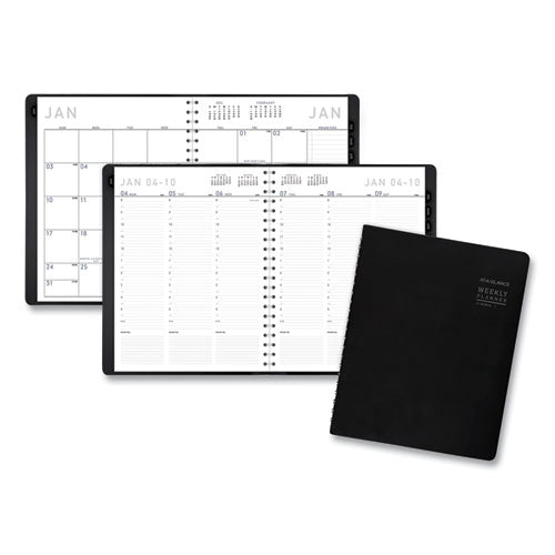 Contemporary Weekly-monthly Planner, Column, 11 X 8.25, Black Cover, 2021