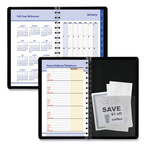Quicknotes Daily-monthly Appointment Book-planner, 8.5 X 5.5, Black, 2021