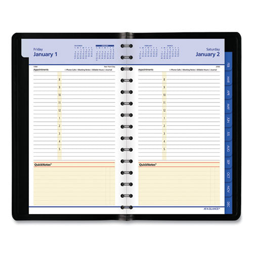 Quicknotes Daily-monthly Appointment Book-planner, 8.5 X 5.5, Black, 2021