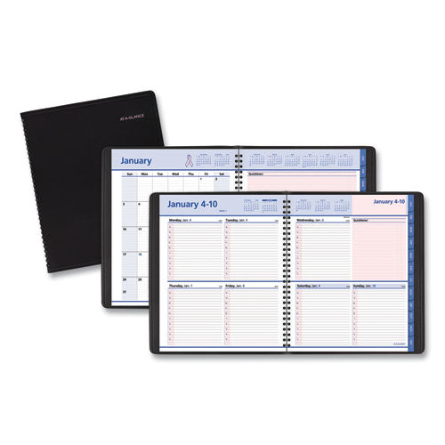 Quicknotes Weekly-monthly Appointment Book, 8 X 10, Black-pink, 2021