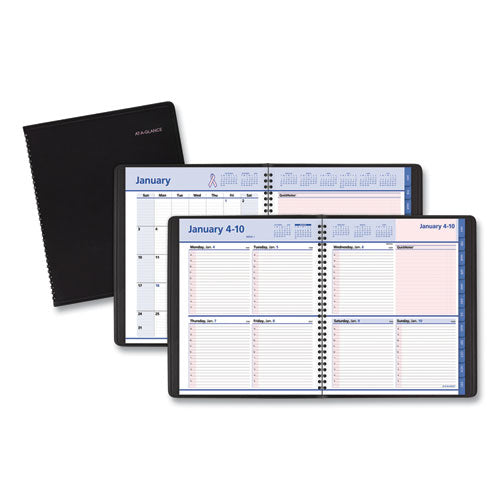Quicknotes Weekly-monthly Appointment Book, 8 X 10, Black-pink, 2021