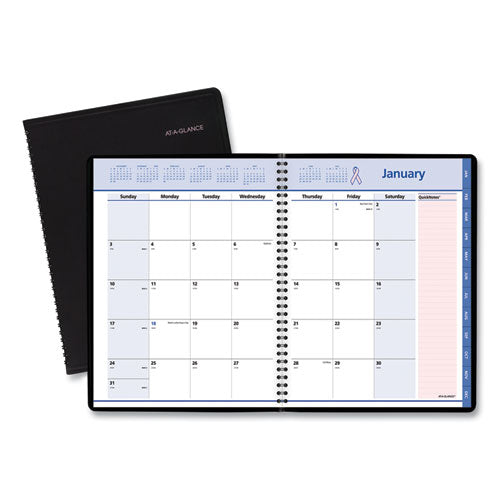 Quicknotes Special Edition Monthly Planner, 11 X 8.25, Black-pink, 2021