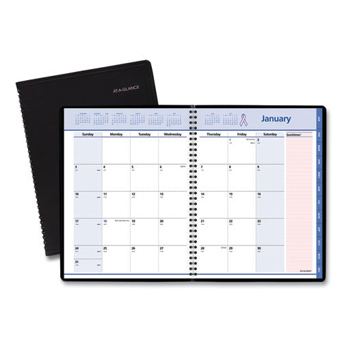 Quicknotes Special Edition Monthly Planner, 11 X 8.25, Black-pink, 2021