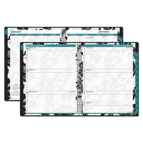 Block Format Madrid Weekly-monthly Planner, 11 X 8 1-2, Black-white, 2017