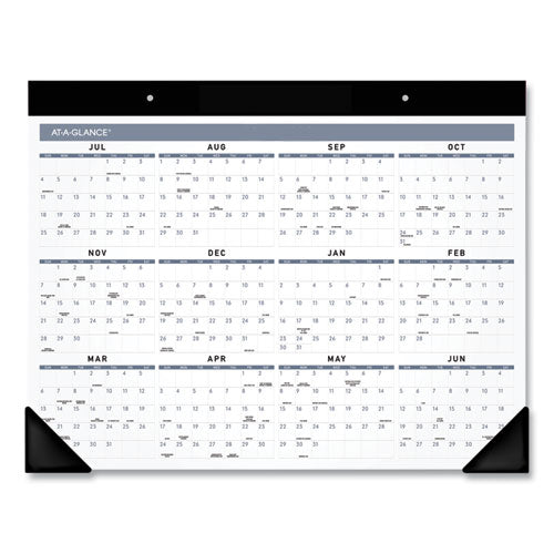 Academic Monthly Desk Pad, 21.75 X 17, Black-white, 2020-2021