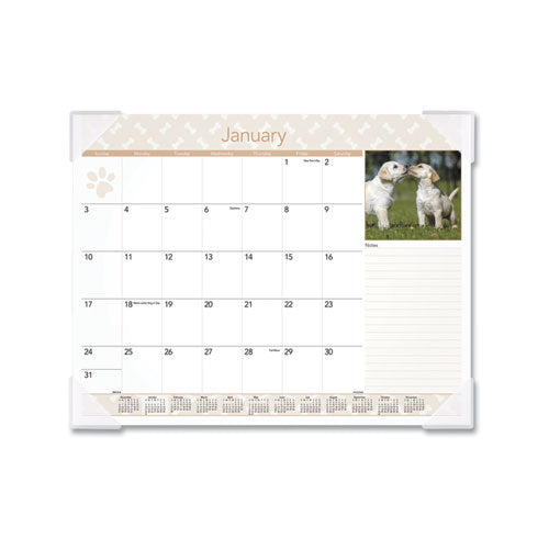 Puppies Monthly Desk Pad Calendar, 22 X 17, 2021