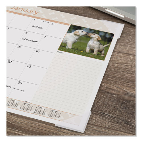 Puppies Monthly Desk Pad Calendar, 22 X 17, 2021
