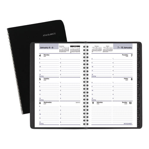 Block Format Weekly Appointment Book, 8.5 X 5.5, Black, 2021