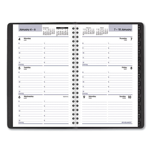 Block Format Weekly Appointment Book W-contacts Section, 8.5 X 5.5, Black, 2021