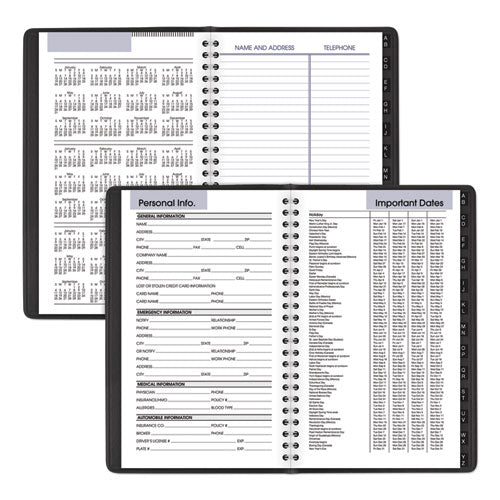 Block Format Weekly Appointment Book W-contacts Section, 8.5 X 5.5, Black, 2021
