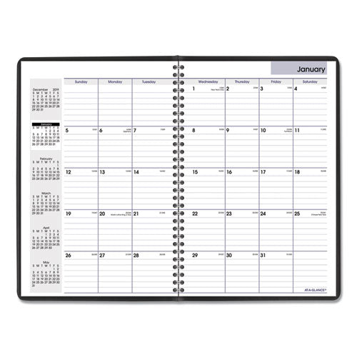 Monthly Planner, 12 X 8, Black Cover, 2020-2021