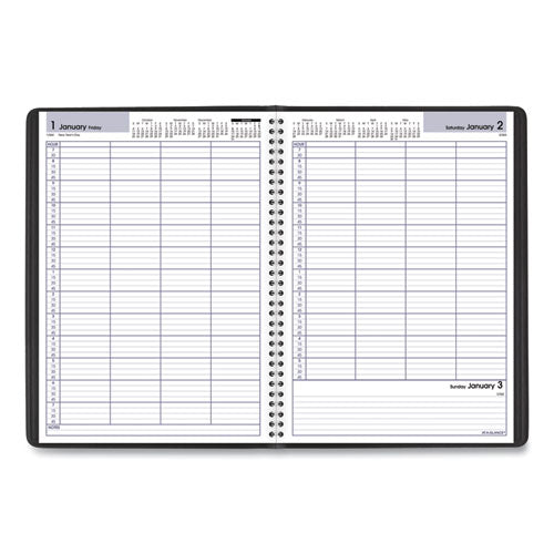 Four-person Group Daily Appointment Book, 11 X 8, Black, 2021