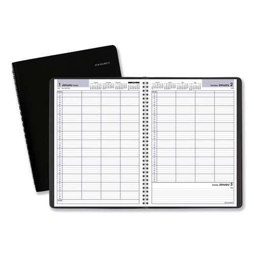 Four-person Group Daily Appointment Book, 11 X 8, Black, 2021