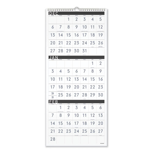 Contemporary Three-monthly Reference Wall Calendar, 12 X 27, 2020-2022