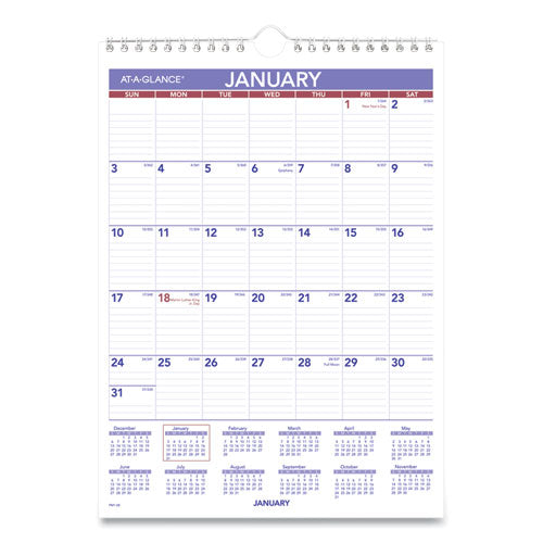 Monthly Wall Calendar With Ruled Daily Blocks, 8 X 11, White, 2021