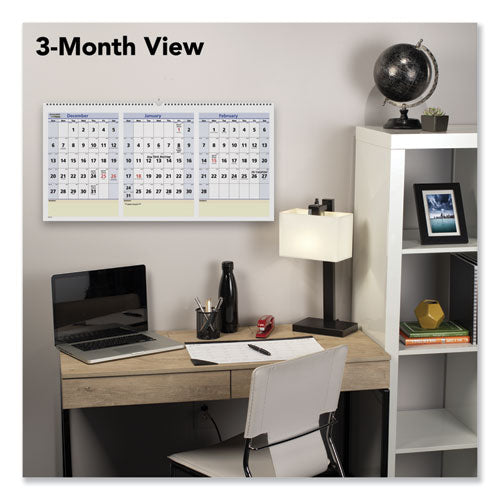 Quicknotes Three-month Wall Calendar, Horizontal Format, 24 X 12, 2021