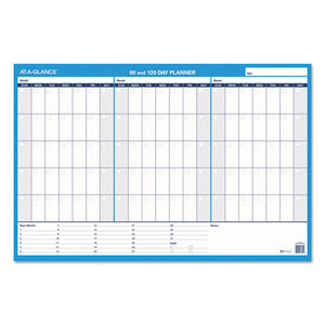 90-120-day Undated Horizontal Erasable Wall Planner, 36 X 24, White-blue,