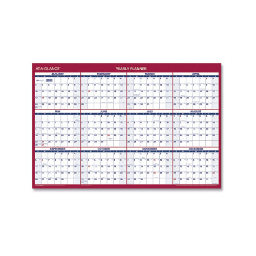 Erasable Vertical-horizontal Wall Planner, 24 X 36, Blue-red, 2021