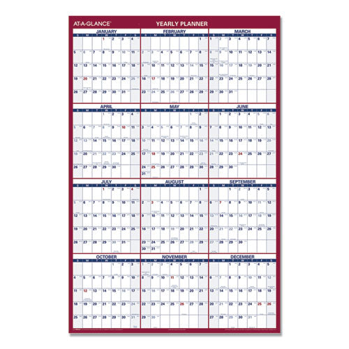 Erasable Vertical-horizontal Wall Planner, 32 X 48, Blue-red, 2021