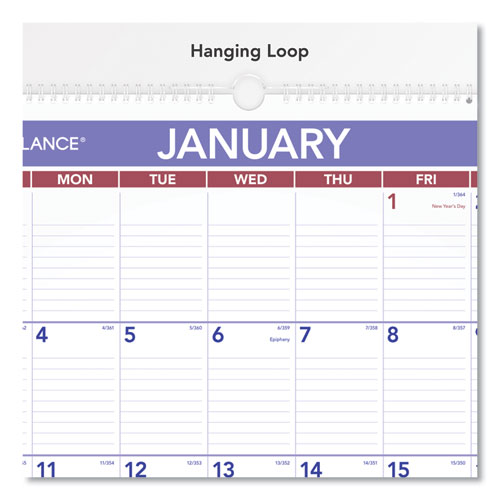 Monthly Wall Calendar With Ruled Daily Blocks, 15.5 X 22.75, White, 2021