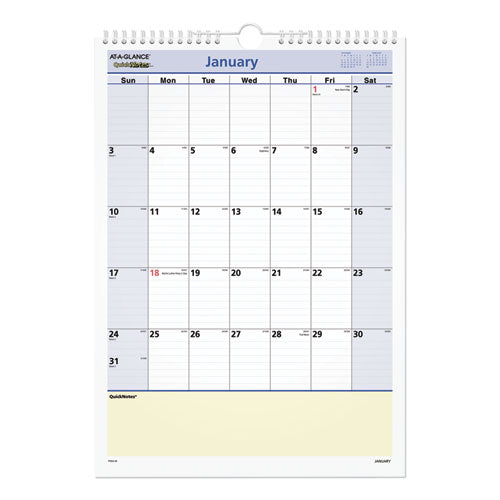Quicknotes Wall Calendar, 12 X 17, 2021