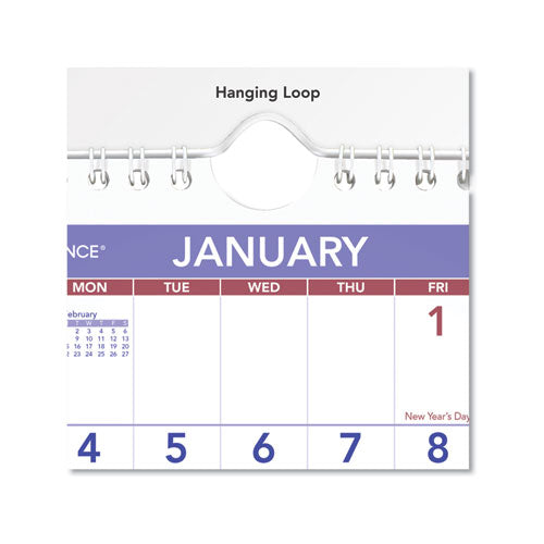 Mini Monthly Wall Calendar, 7 X 8, White, 2021