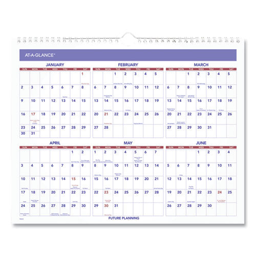 Monthly Wall Calendar, 15 X 12, Red-blue, 2021