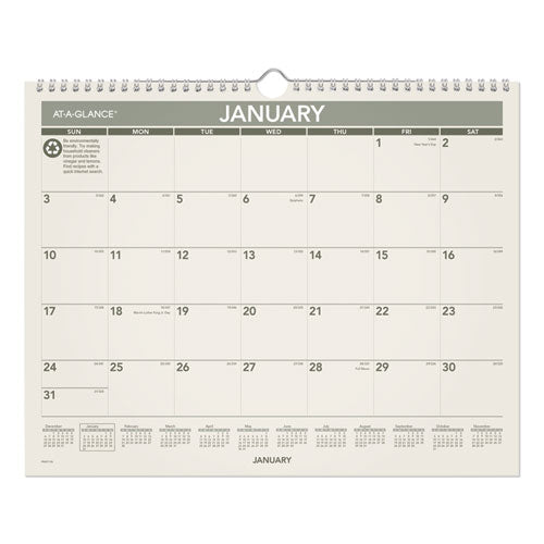 Recycled Wall Calendar, 15 X 12, 2021