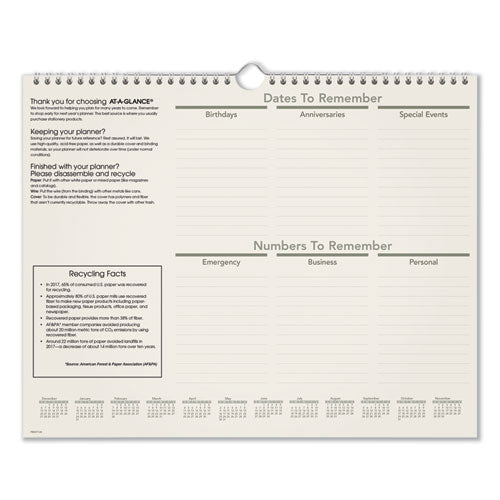 Recycled Wall Calendar, 15 X 12, 2021