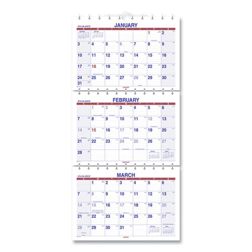 Move-a-page Three-month Wall Calendar, 12 X 27, Move-a-page, 2021