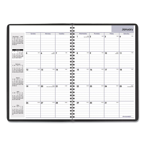 Monthly Planner, 12 X 8, Black Two-piece Cover, 2020-2021