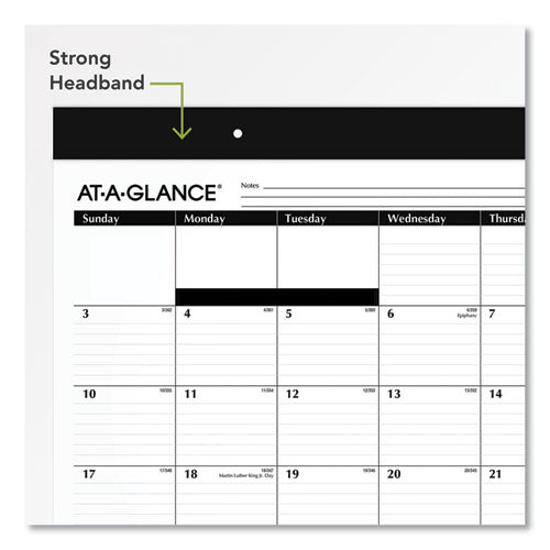 Monthly Refillable Desk Pad, 22 X 17, White, 2021
