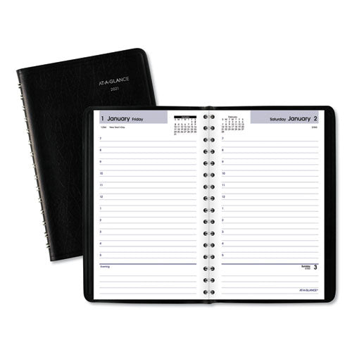 Daily Appointment Book With Hourly Appointments, 8 X 5, Black, 2021