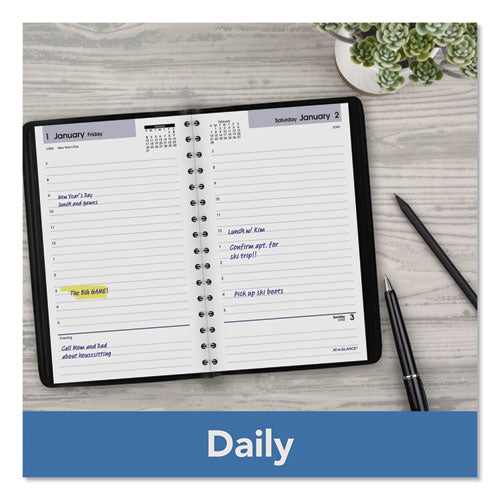 Daily Appointment Book With Hourly Appointments, 8 X 5, Black, 2021