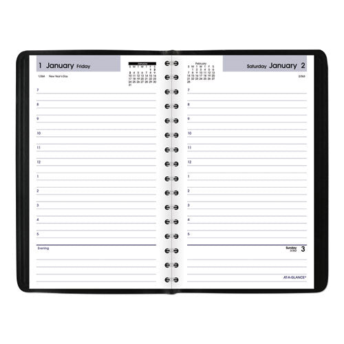 Daily Appointment Book With Hourly Appointments, 8 X 5, Black, 2021