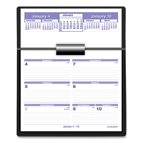 Flip-a-week Desk Calendar And Base, 7 X 5.5, White, 2021