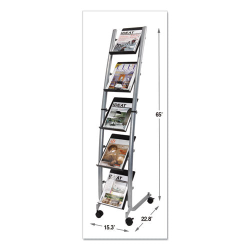 Mobile Literature Display, 13.38w X 20.13d X 65.38h, Silver Gray-black