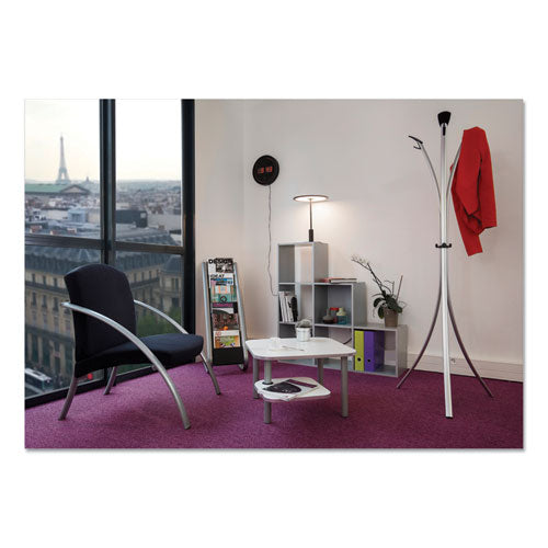 Literature Floor Rack, 6 Pocket, 13.33w X 19.67d X 36.67h, Silver Gray-black